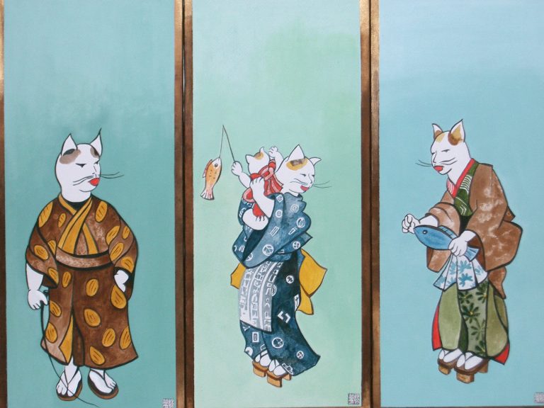 Yokohama Cats triptych 12"X27"